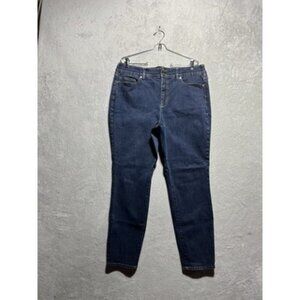 Lands' End Plus Size 18 Women's High-Rise Straight Stretch Tummy Dark Blue Jeans